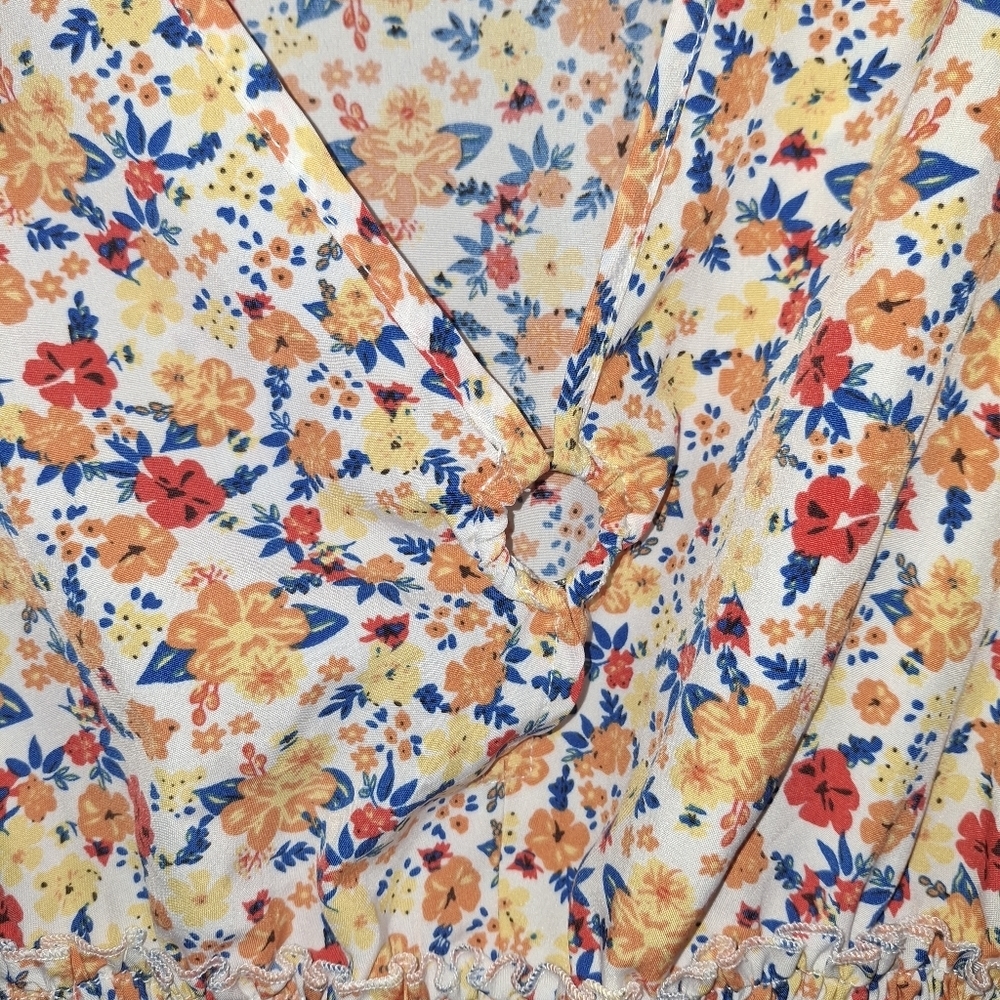 Women’s Floral Ruffle Sleeve Sundress, XS - Picture 6 of 6
